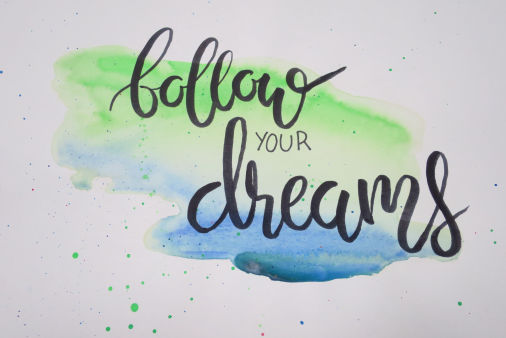 Handlettering Zeichnung follow your dreams